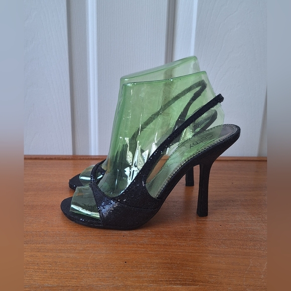 NEW Y2K Cathy Jean Strappy glitter stilettos square open toe slingback heels - Picture 1 of 13